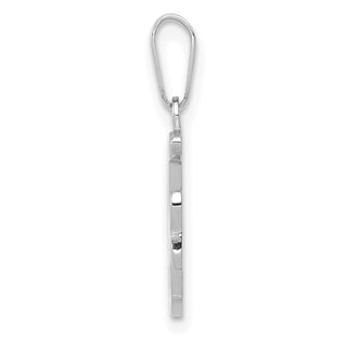 14k White Gold Script Letter F Initial Pendant
