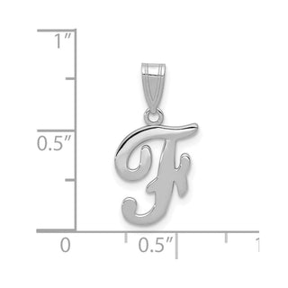 14k White Gold Script Letter F Initial Pendant