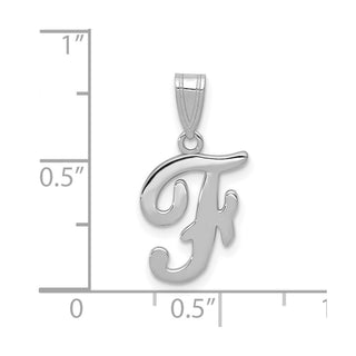 14k White Gold Script Letter F Initial Pendant