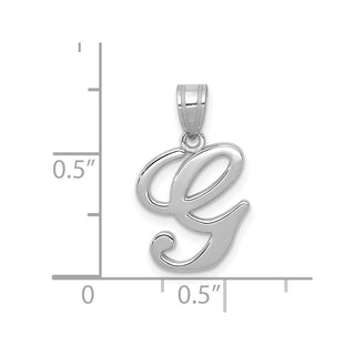 14k White Gold Script Letter G Initial Pendant