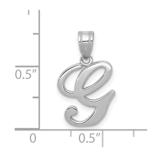14k White Gold Script Letter G Initial Pendant