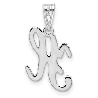 14k White Gold Script Letter H Initial Pendant