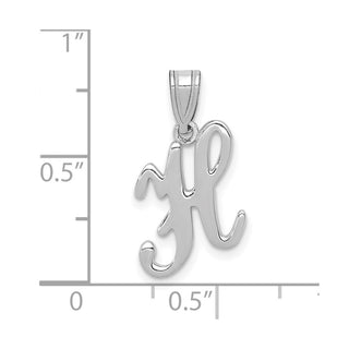 14k White Gold Script Letter H Initial Pendant