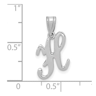 14k White Gold Script Letter H Initial Pendant