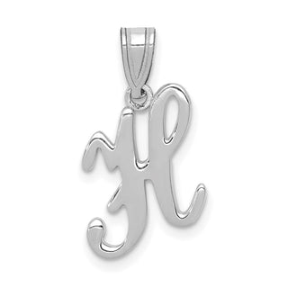 14k White Gold Script Letter H Initial Pendant