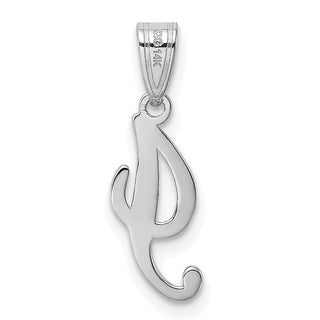 14k White Gold Script Letter I Initial Pendant