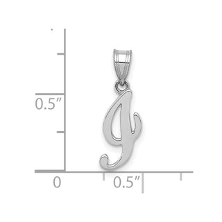 14k White Gold Script Letter I Initial Pendant