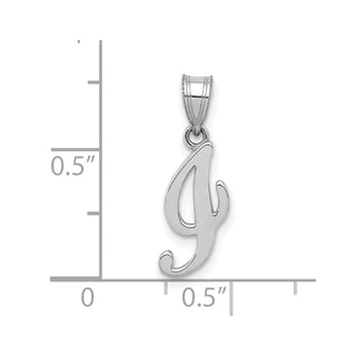 14k White Gold Script Letter I Initial Pendant