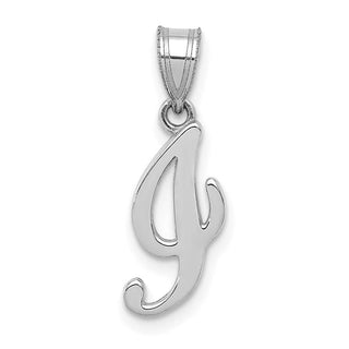 14k White Gold Script Letter I Initial Pendant
