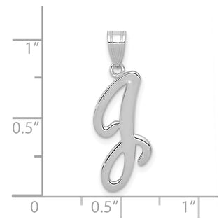 14k White Gold Script Letter J Initial Pendant