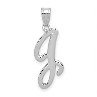 14k White Gold Script Letter J Initial Pendant