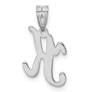 14k White Gold Script Letter K Initial Pendant