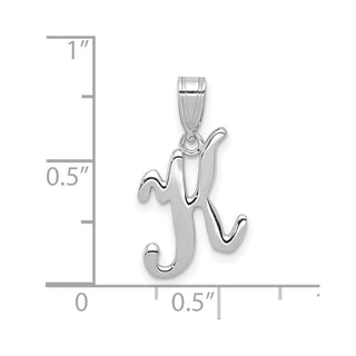 14k White Gold Script Letter K Initial Pendant
