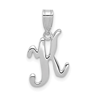 14k White Gold Script Letter K Initial Pendant