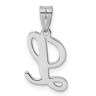 14k White Gold Script Letter L Initial Pendant