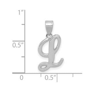 14k White Gold Script Letter L Initial Pendant