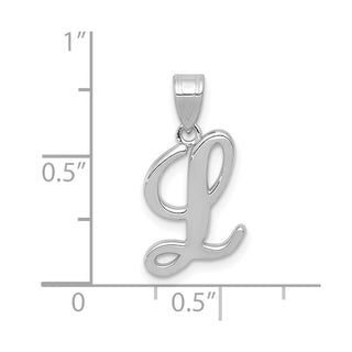 14k White Gold Script Letter L Initial Pendant