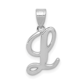 14k White Gold Script Letter L Initial Pendant