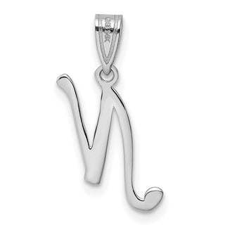 14k White Gold Script Letter N Initial Pendant