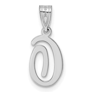 14k White Gold Script Letter O Initial Pendant
