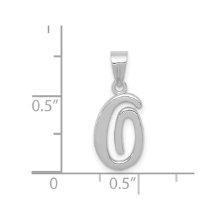 14k White Gold Script Letter O Initial Pendant
