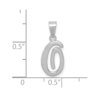 14k White Gold Script Letter O Initial Pendant