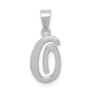 14k White Gold Script Letter O Initial Pendant