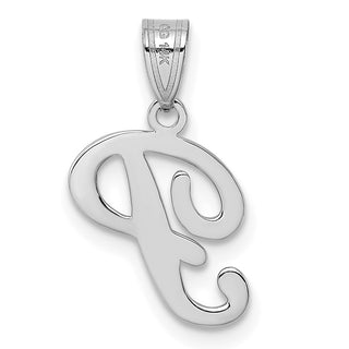 14k White Gold Script Letter P Initial Pendant