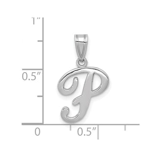 14k White Gold Script Letter P Initial Pendant