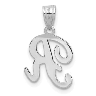 14k White Gold Script Letter R Initial Pendant