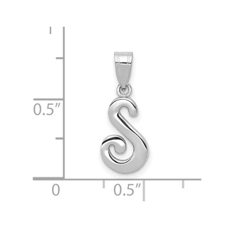 14k White Gold Script Letter S Initial Pendant