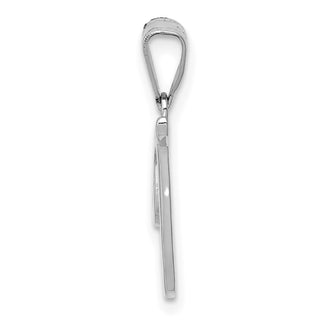 14k White Gold Script Letter T Initial Pendant