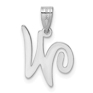 14k White Gold Script Letter W Initial Pendant