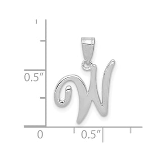 14k White Gold Script Letter W Initial Pendant