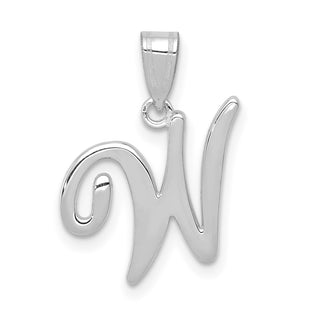 14k White Gold Script Letter W Initial Pendant