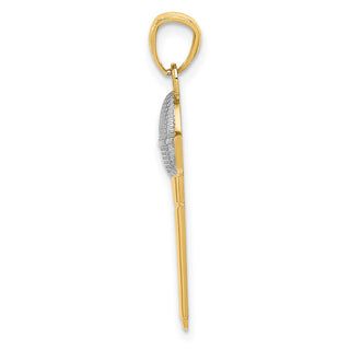 Mens 14k Yellow Gold And Rhodium Microphone Pendant