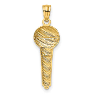 Mens 14k Yellow Gold And Rhodium Microphone Pendant