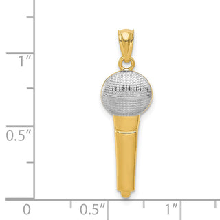 Mens 14k Yellow Gold And Rhodium Microphone Pendant