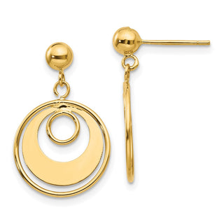 14k Yellow Gold 19mm Circle Stud Earrings