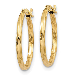 14k Yellow Gold 13mm Twist Hoop Earrings