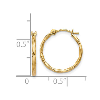 14k Yellow Gold 13mm Twist Hoop Earrings