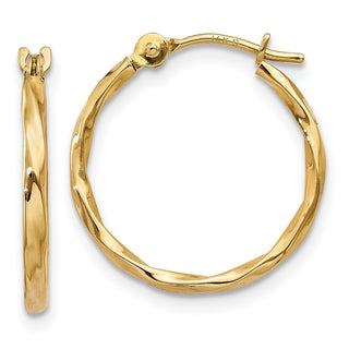 14k Yellow Gold 13mm Twist Hoop Earrings