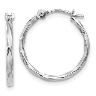 14k White Gold 13mm Twisted Hoop Earrings