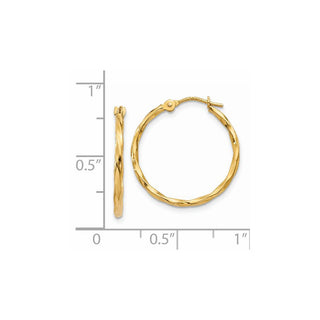 14k Yellow Gold 15mm Twist Hoop Earrings