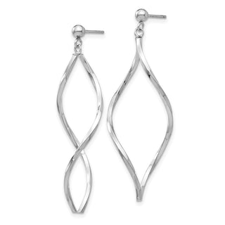 14k White Gold 40mm Twisted Post Dangle Earrings