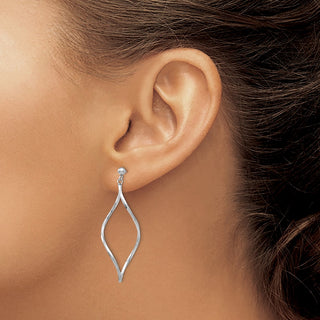 14k White Gold 40mm Twisted Post Dangle Earrings