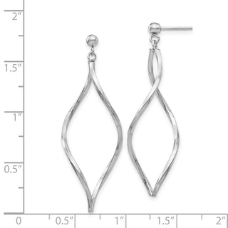 14k White Gold 40mm Twisted Post Dangle Earrings
