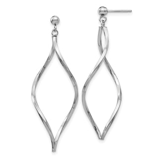 14k White Gold 40mm Twisted Post Dangle Earrings