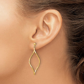 14k Yellow Gold 40mm Twisted Post Dangle Earrings