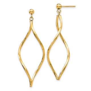 14k Yellow Gold 40mm Twisted Post Dangle Earrings